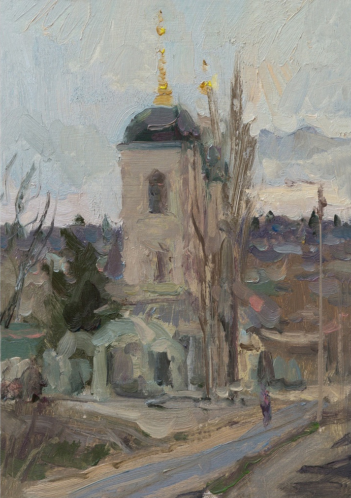 Елец. Вид на храм Введения. Художник Александр Каверин
