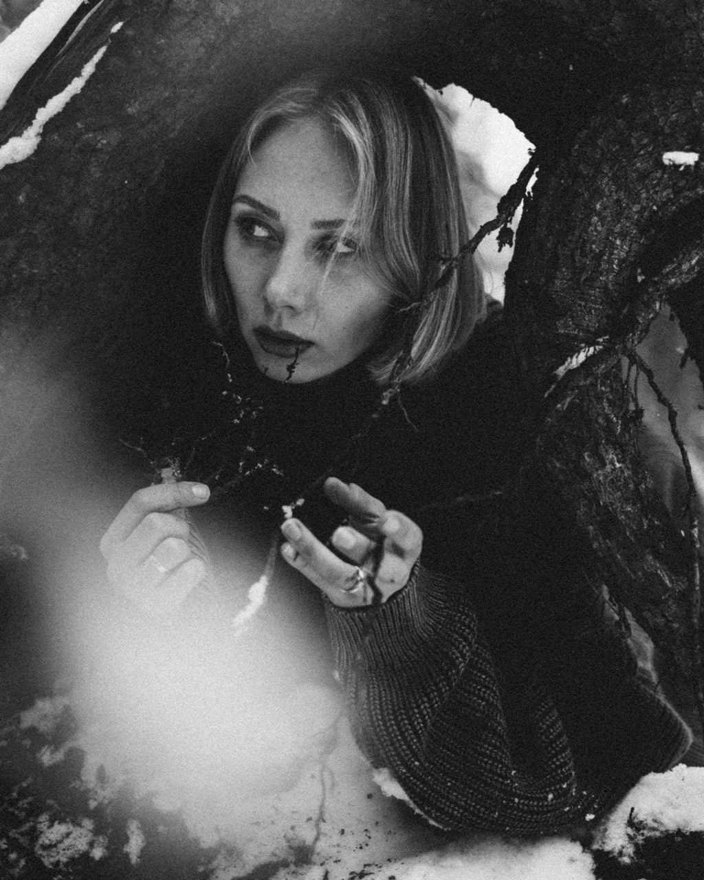 Уличная фотосессия в зимнем лесу