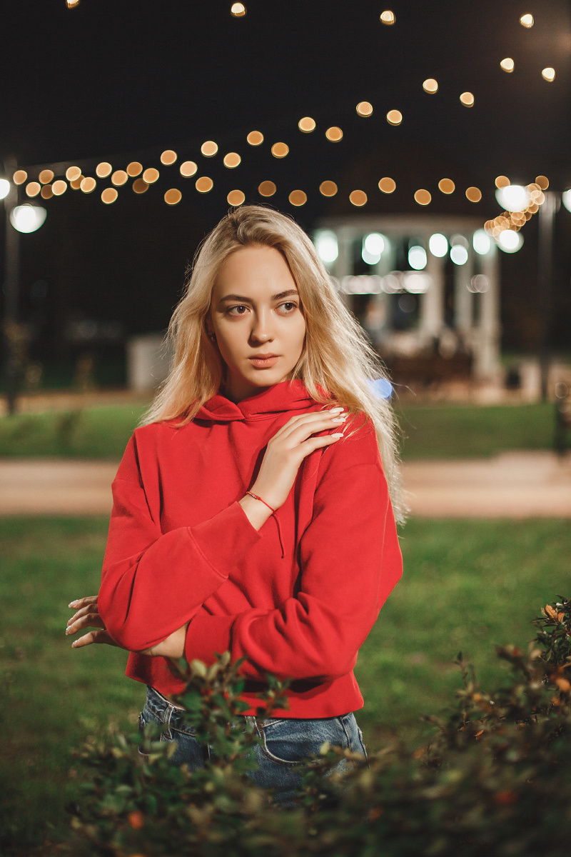 фотосессия, съемка портрета в ночном городе, набережная Брянска