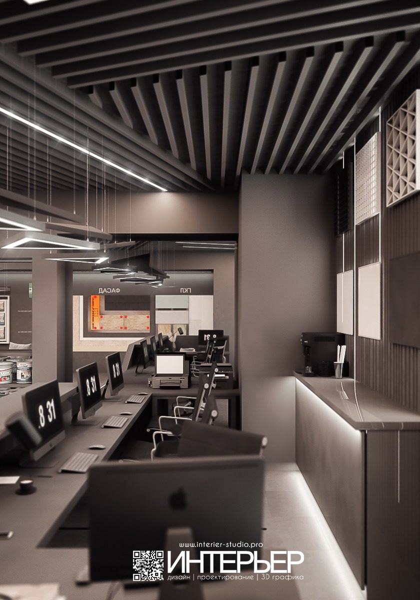 Шоу-рум салона по продаже строительных материалов «Mr. Prof». Дизайн интерьера, 3D визуализация и 3D моделирование. Создание проектов и чертежей. КМВ: Кисловодск, Пятигорск, Ессентуки и удаленно