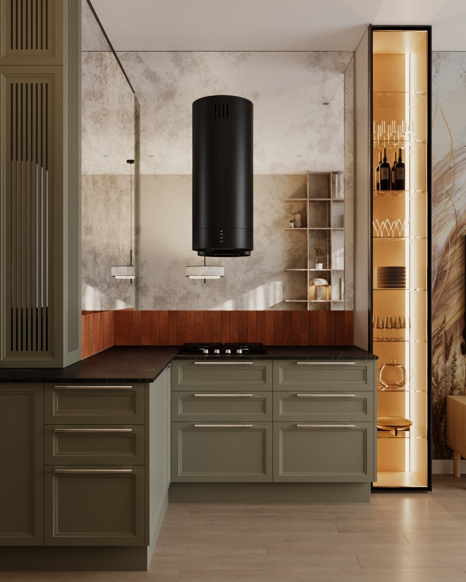 Кухня —гостиная ЖК Голландия. Визуализатор Векшина Елена