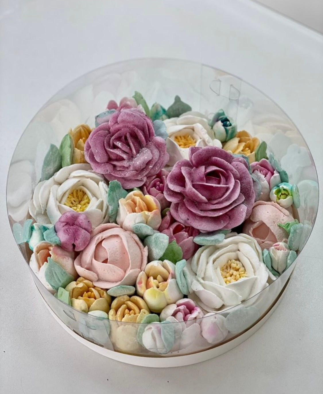 Цветы из зефира, 24 см аквабокс. Katyasugarsugar капкейки, зефир, торты Москва