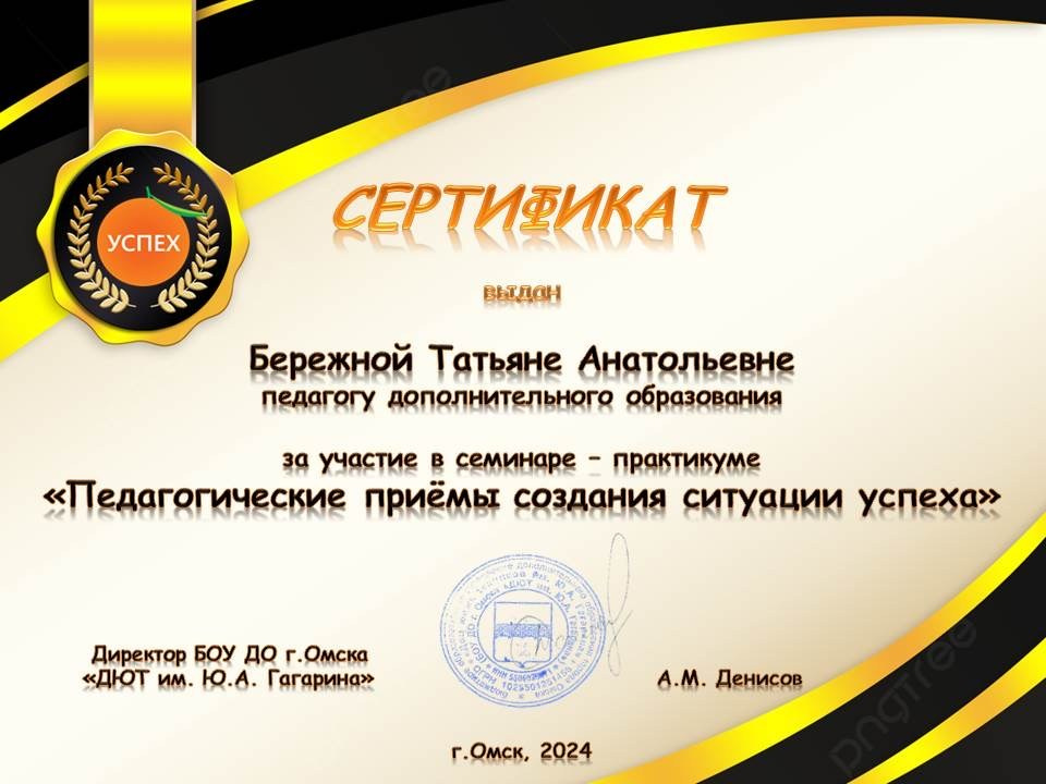 Сертификаты. Фотограф в Омске Таня Бережная