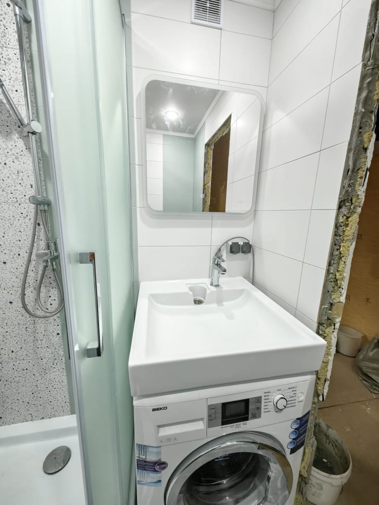 Ванная комната (ул. Комиссара Габишева д. 31). Ремонт санузла, туалета, ванной под ключ в Казани. Укладка плитки