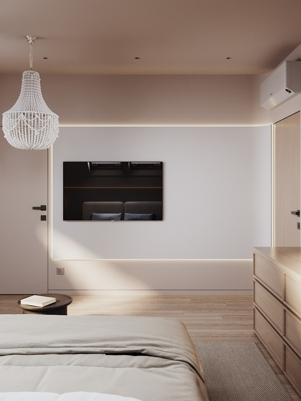 визуализация спальни в минималистичном современном стиле 