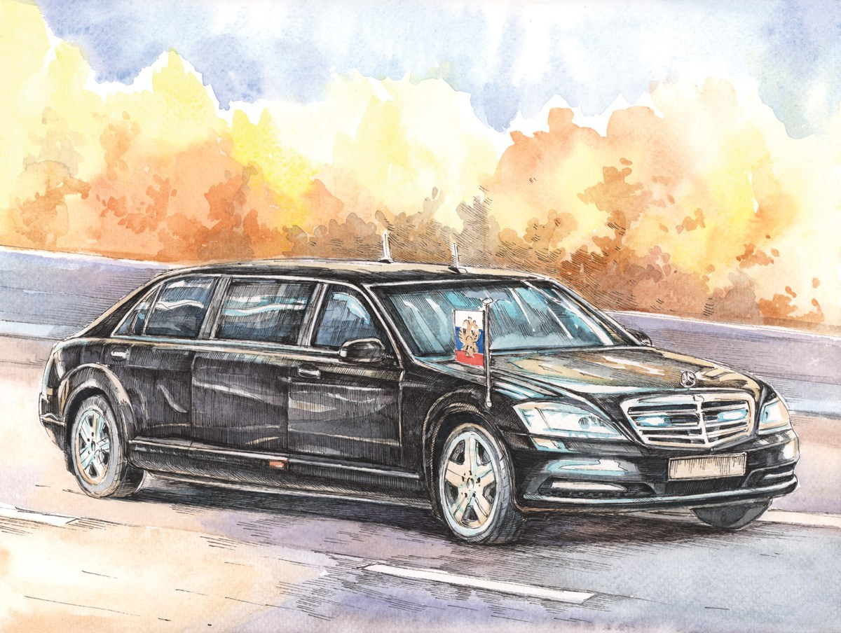 Автомобили Гаража Особого Назначения — работы для музея ГОН. Художник Александр Петрунин