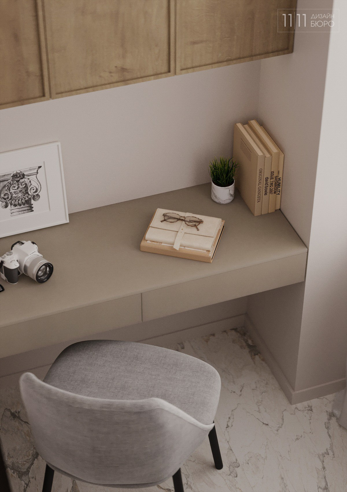 Интерьер балкона, рабочее место на балконе