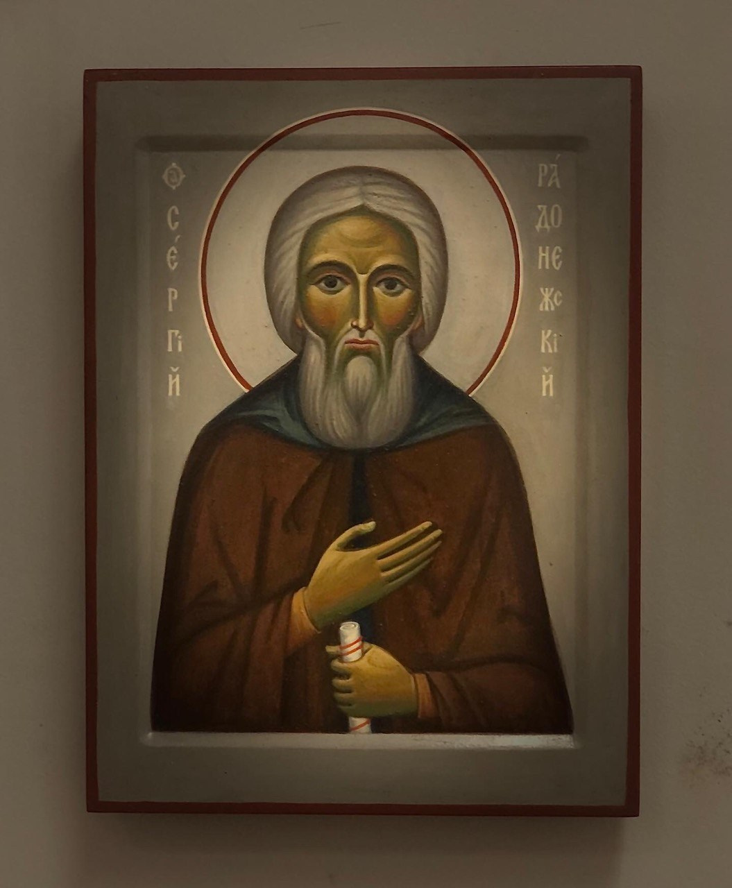 Икона прп. Сергий Радонежский. Авт. С. Акотчик. Рук. прот. Н.Чернышов. МАГДАЛИНА — мастерская церковного искусства
