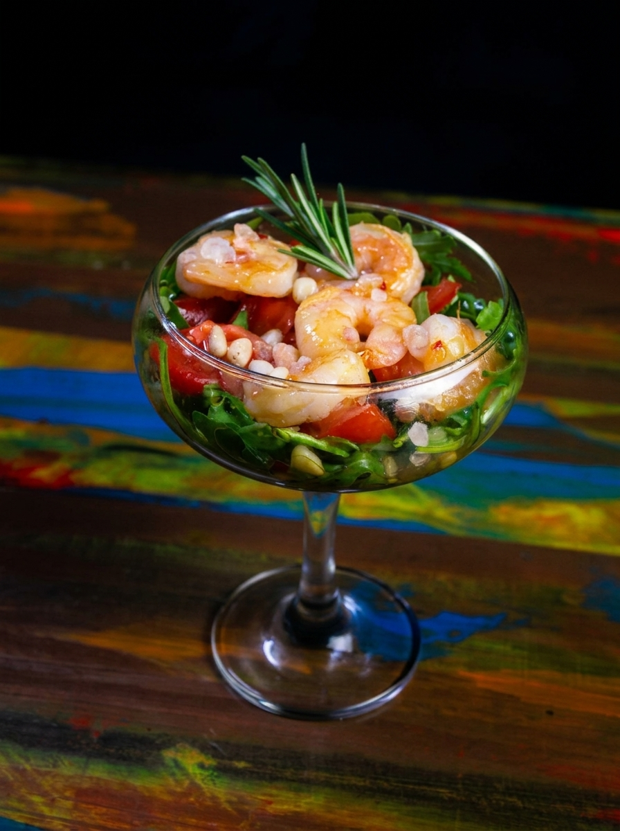 блюдо салат с креветками 