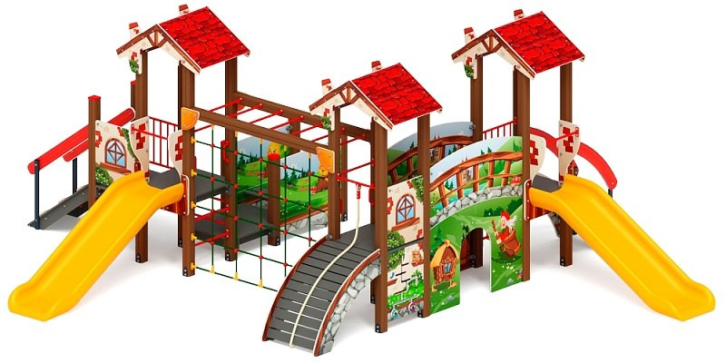 В гостях у сказки горка пластиковая Н 900 ДИК 1.05.01-29                                                                                                                      Габариты (ШхДхВ): 6060х7370х2790                                                                                                                                                                        Зона безопасности, мм: 9560х10870                                                                                                                                                                           Скат горки: H=900 (пластиковый скат)