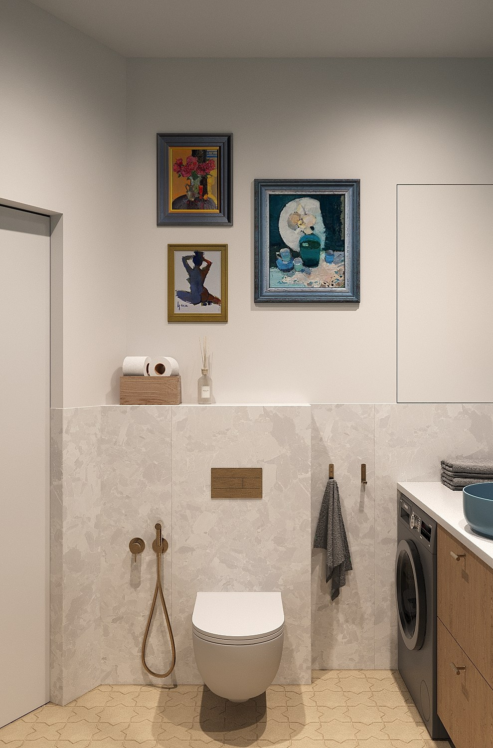 Ванная комната с цветными акцентами. Дизайнер интерьера в Москве Ирина Собыленская