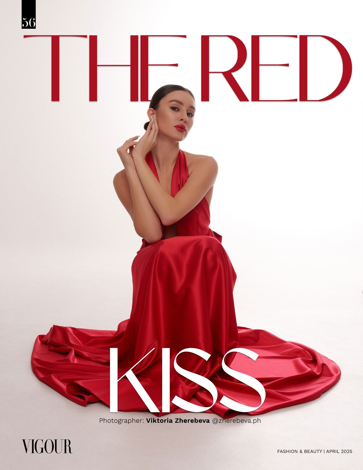 Девушка в роскошном красном вечернем платье позирует на циклораме в профессиональной фотостудии. Мягкий студийный свет создает эффект бесконечного фона, подчеркивая силуэт и насыщенный цвет ткани. Глянцевая ретушь, стиль high-end fashion. Идеально для каталогов одежды, рекламы брендов и fashion-портфолио. Съемка на циклораме в Севастополе. Fashion фотосессия в Севастополе. Рекламная фотография в Севастополе, Крым. High end fashion.