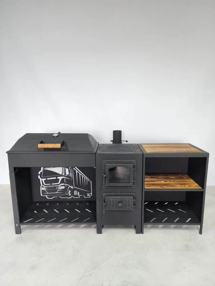 «ДЖЕТА» с печью под казан и смокер с реверсным движением жара. Купить / заказать мангал для дома в Краснодаре от производителя «Дарбин»