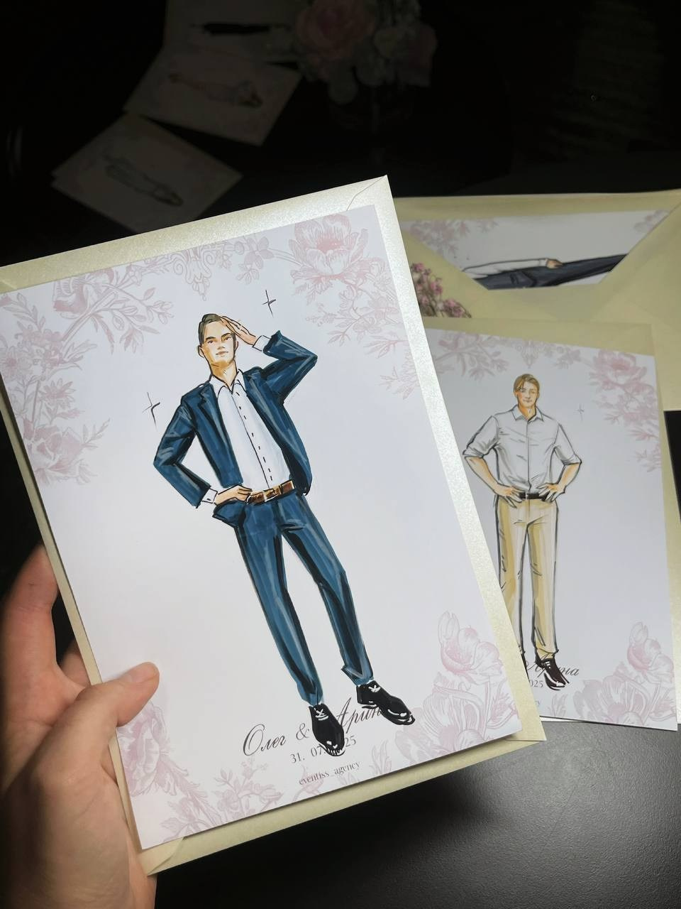 Скетчи  гостей на свадьбах, днях рождениях, праздниках в полный рост. Eventiss art agency| Художники и арт-услуги на мероприятие Москва и МО