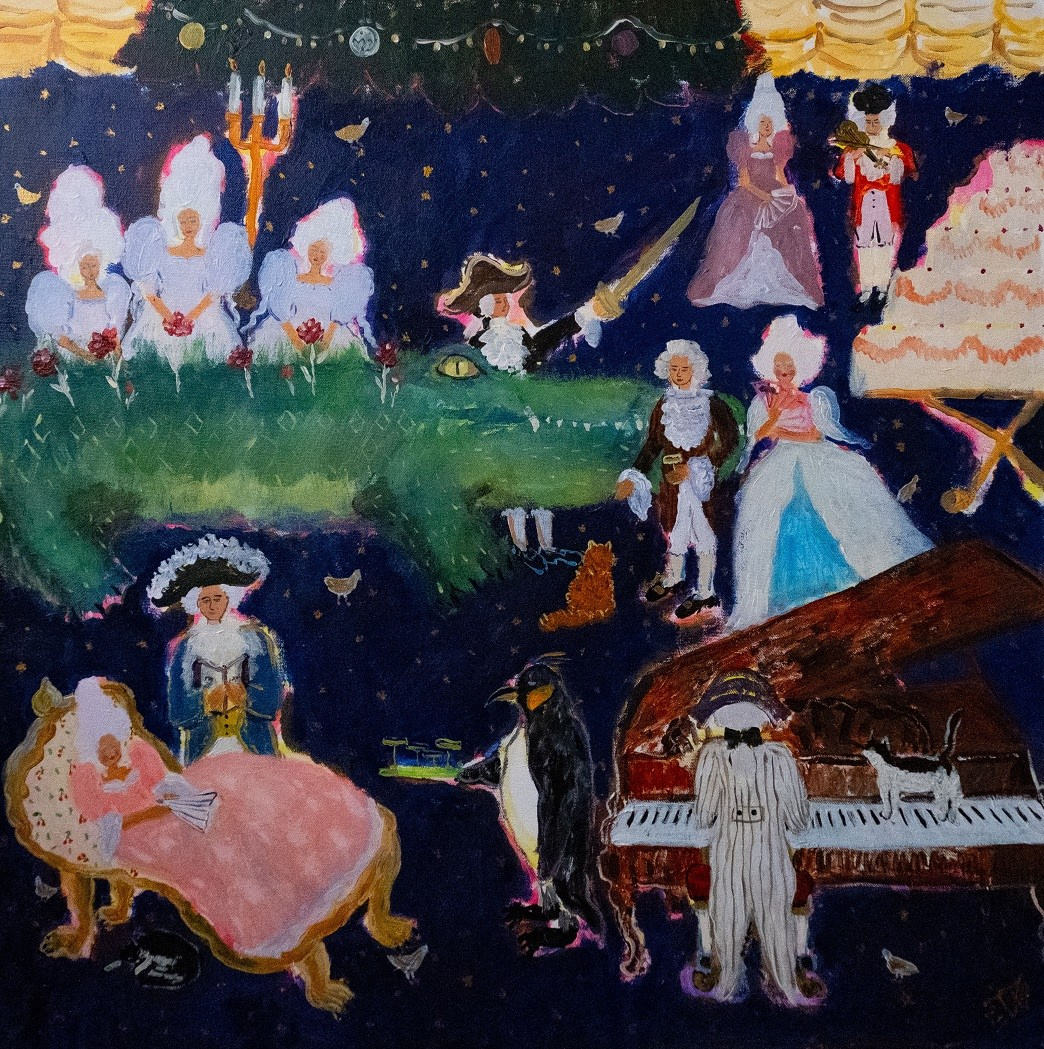 Проводы прошлогоднего крокодила. Холст, акрил, 80х80, 2024.