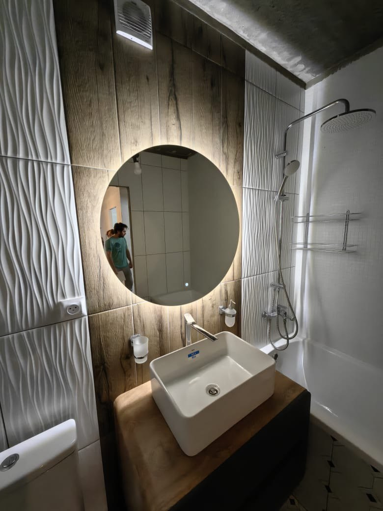 Ванная комната (ул. Серова д. 41а). Ремонт санузла, туалета, ванной под ключ в Казани. Укладка плитки