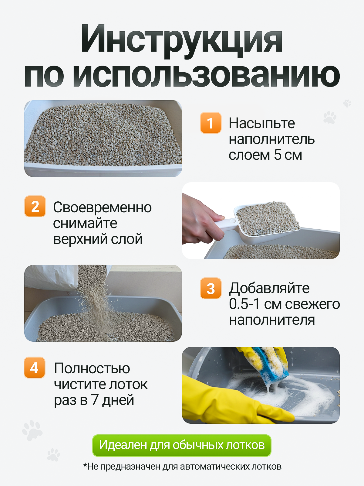 Наполнитель для лотка. Дизайн карточек для маркетплейсов