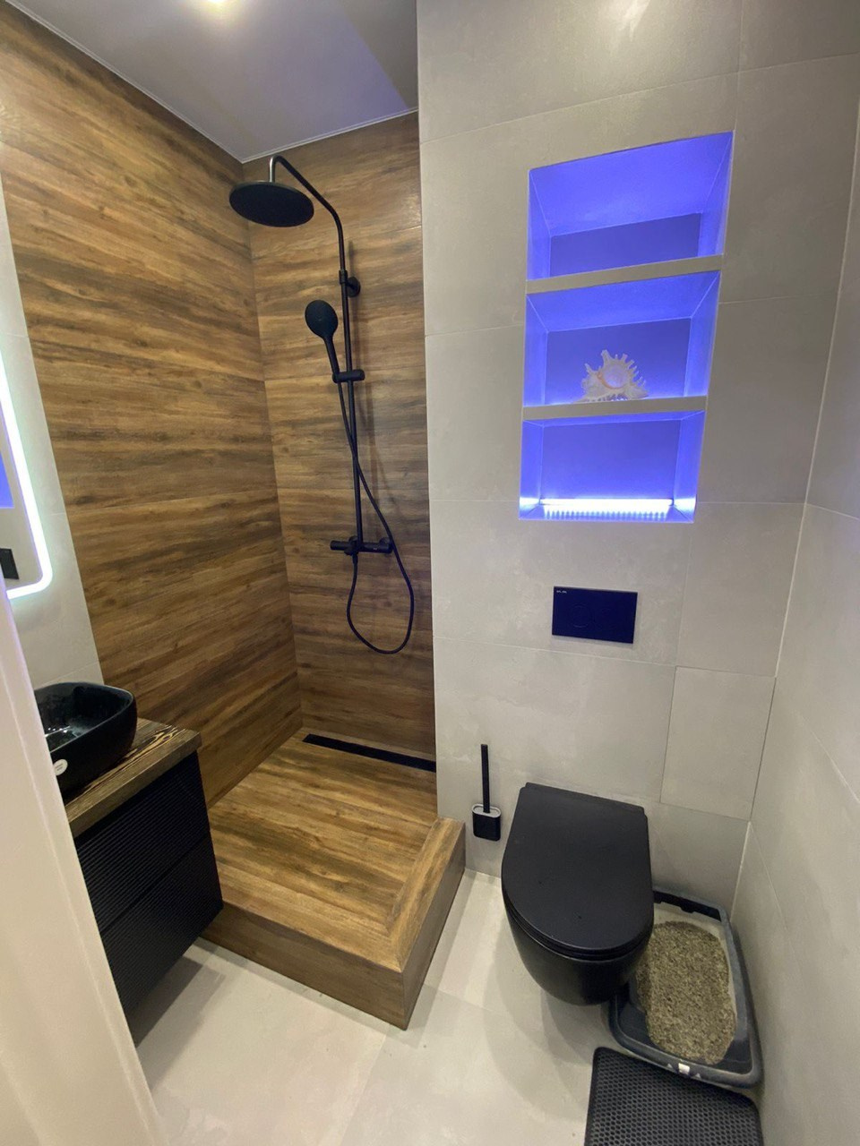 Ванная комната (с. Усады ул. Уютная д. 2). Ремонт санузла, туалета, ванной под ключ в Казани. Укладка плитки