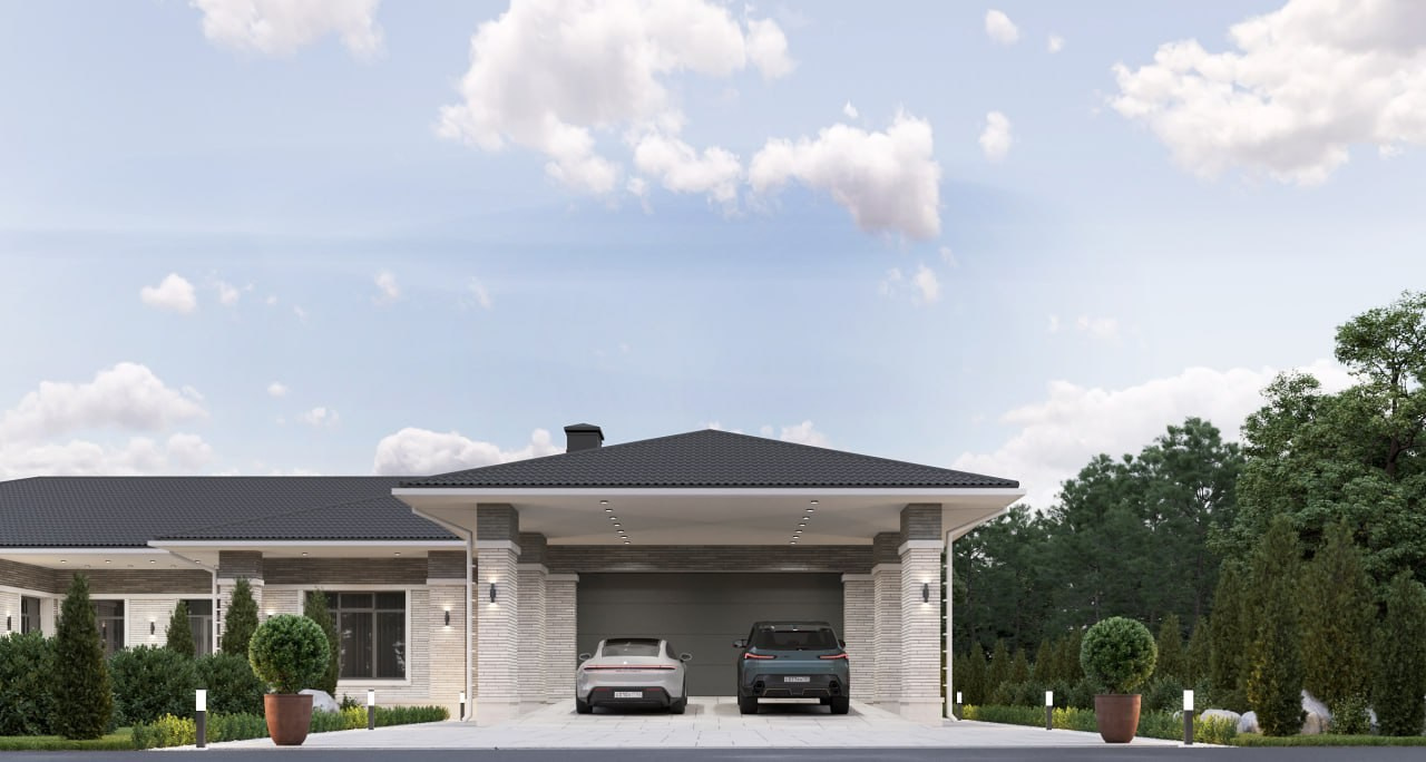 Одноэтажный дом в стиле Райта. Архитектор Вера Каракезиди