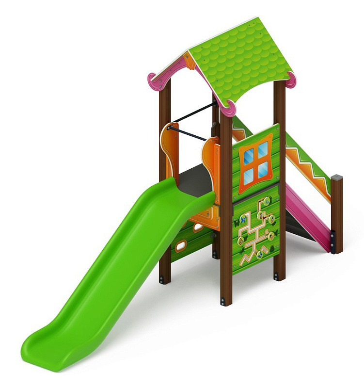 Лукоморье - ДИК 2.25.01-11 - Игровой комплекс H=1200                                                                                                                      Габариты (ШхДхВ): 4560x1290x3000                                                                                                                                                                     Зона безопасности, мм: 8060х4290                                                                                                                                                                        Скат горки: H=1200 (пластиковый скат)