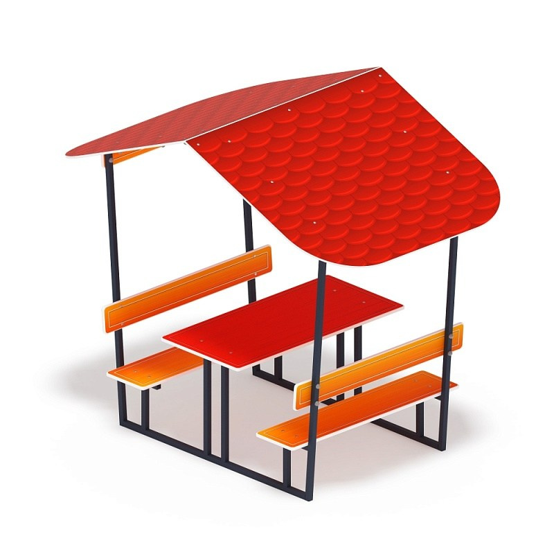 Столик детский с навесом - МФ 31.01.08-01 Габариты (ШхДхВ): 1400x2180x1850 мм Зона безопасности, мм: 2400х3180 