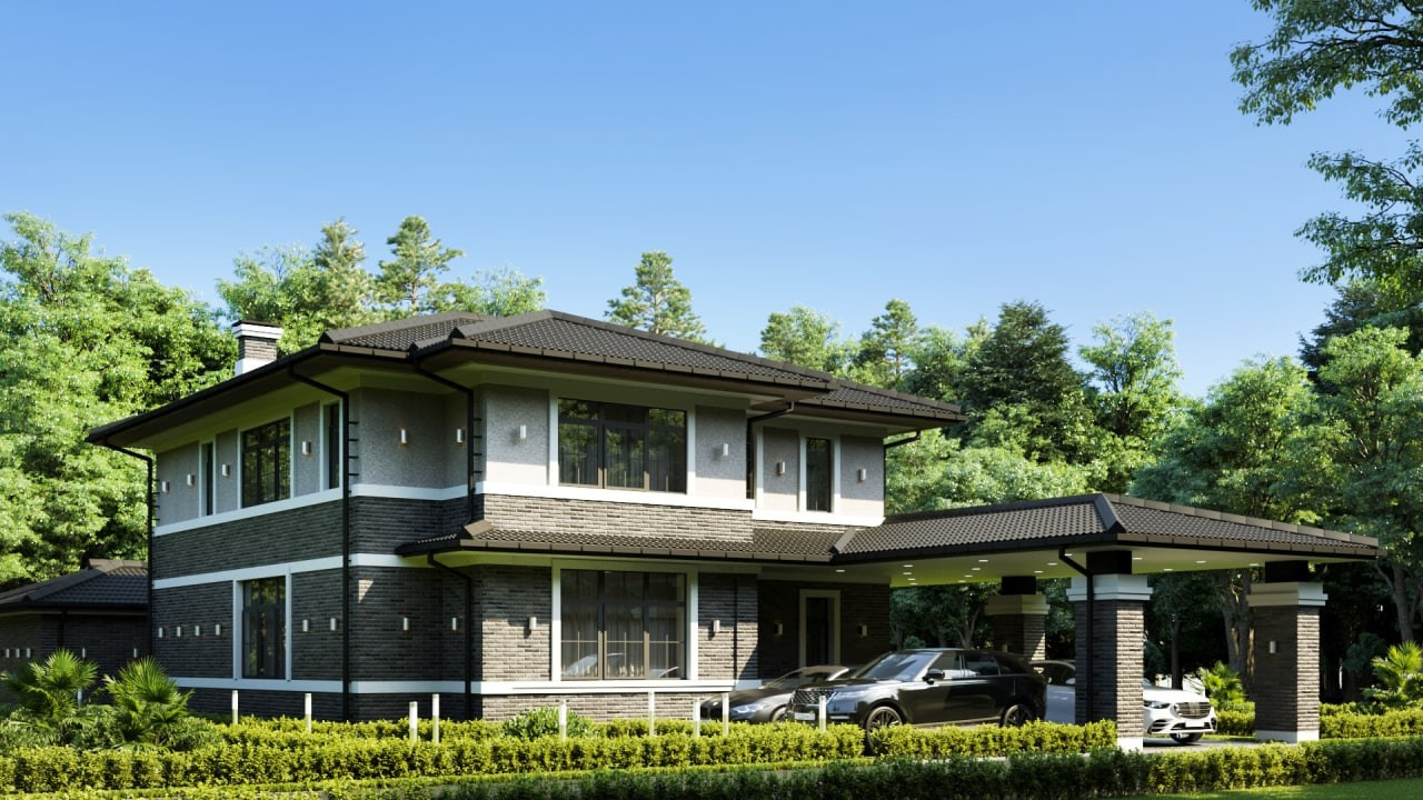 Двухэтажный дом площадью 185 м² в классическом современном стиле в п.Витязево. Архитектор Вера Каракезиди