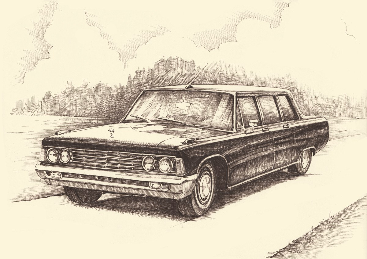 Автомобили Гаража Особого Назначения — работы для музея ГОН. Художник Александр Петрунин