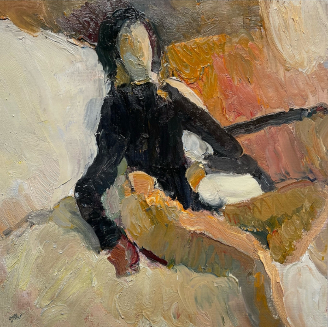 Абстрактная фигура в черном. Художник Алексей Никольский