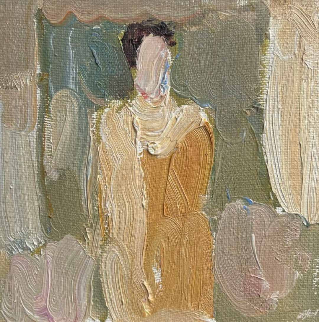 Абстрактная фигура в желтом. Художник Алексей Никольский