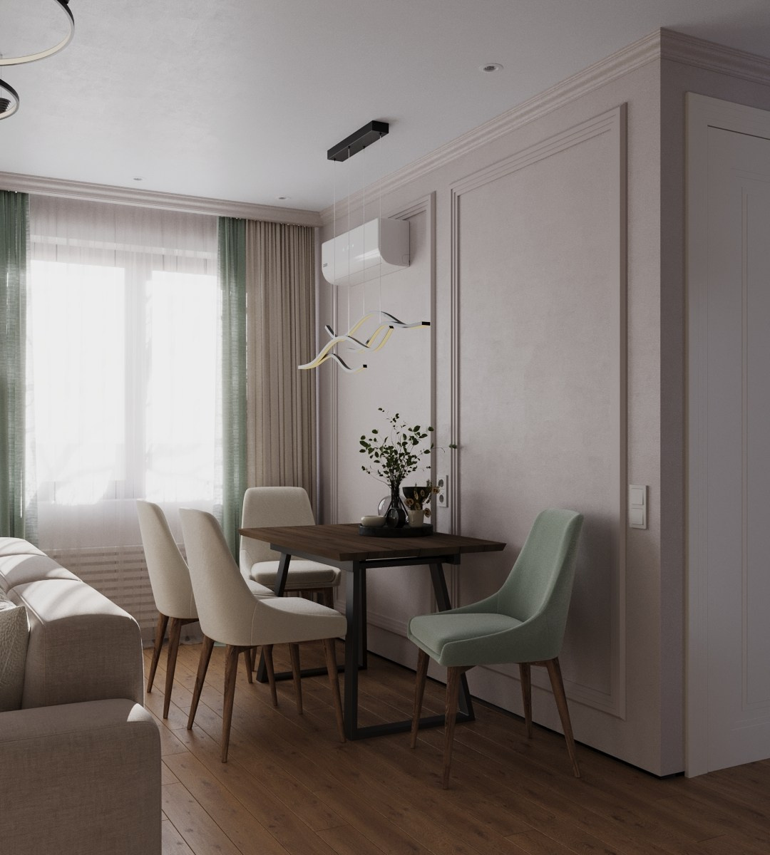 3D визуализация интерьера — Визуализация кухни-гостиной в частном доме | Москва, СПб. 3D-визуализация интерьеров и мебели | Larionova.vis — для студий и дизайнеров