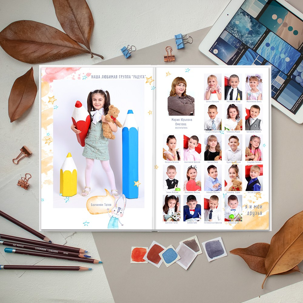 Выпускные альбомы в детский сад  3 разворота стандарт заказать Иваново Ярославле Костроме Владимире. Выпускные альбомы в Иваново в детский сад и школу. Александр и Светлана Янкины