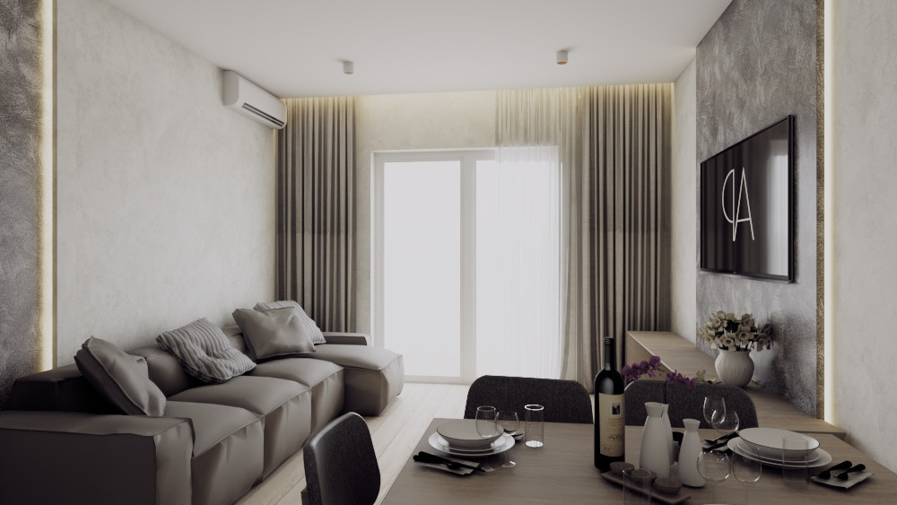 Дизайн интерьера квартиры в современном стиле. Дизайн гостиной, столовой, кухни. Ремонт под ключ в Челябинске, Екатеринбурге, Москве