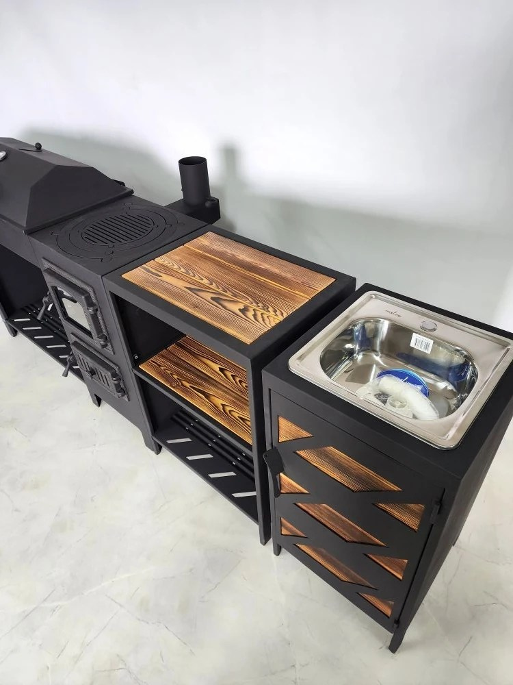 «ДЖЕТА» с печью под казан и смокер с реверсным движением жара. Купить / заказать мангал для дома в Краснодаре от производителя «Дарбин»