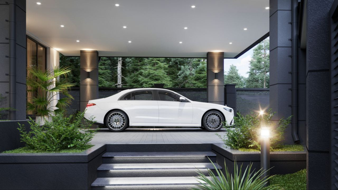 Проект дома с большими витражными окнами для ценителей изящных линий и современного дизайна. Архитектор Вера Каракезиди