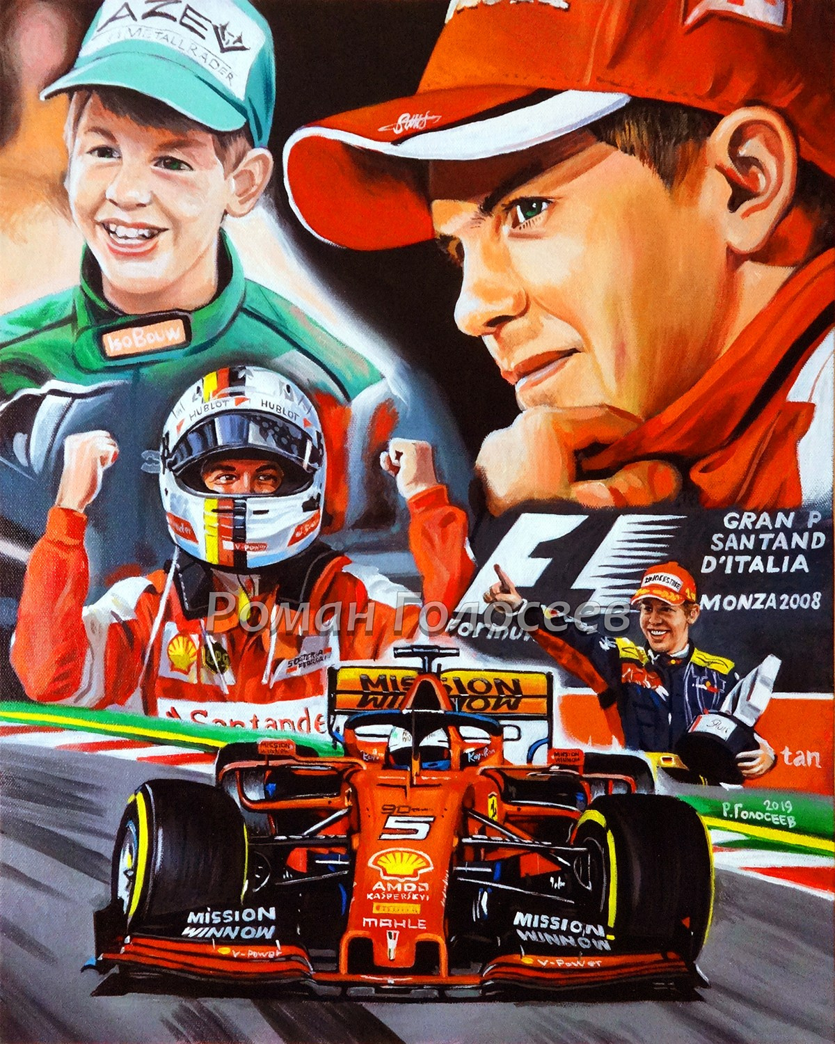 "Себастьян Феттель", 50х40, холст, масло, 22.08.2019