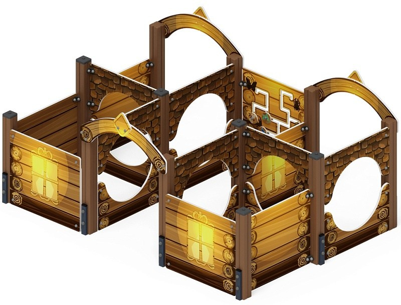 Лабиринт Кубик 2 (эко) МФ 20.01.02-02 Габариты (ШхДхВ): 2850х1970х1310 Зона безопасности, мм: 4850х3970