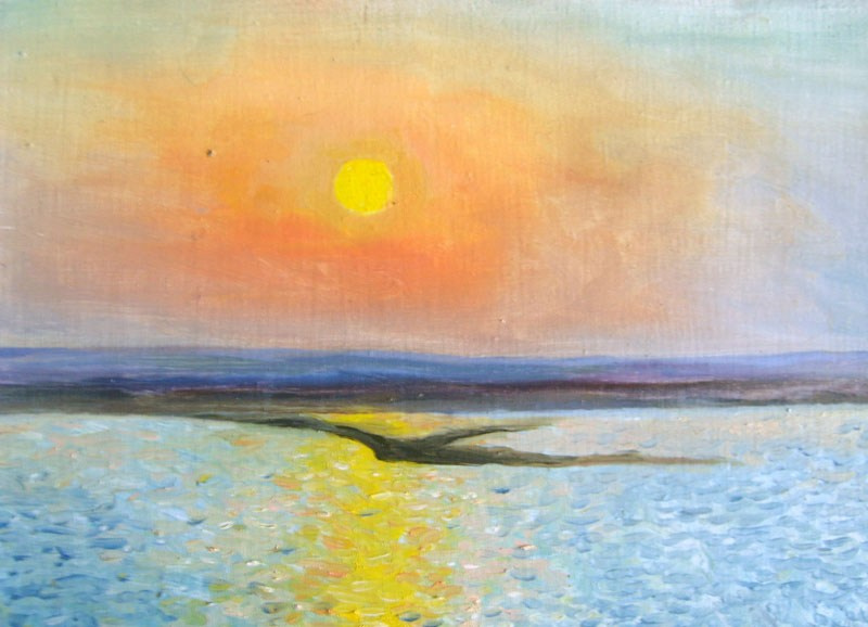 "Закат на косе, Чёрное море"; холст / масло, 2008