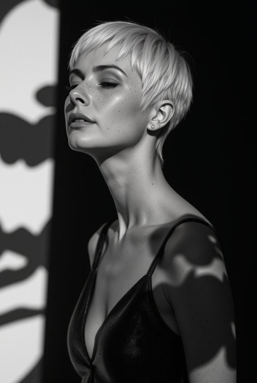 девушка в чб