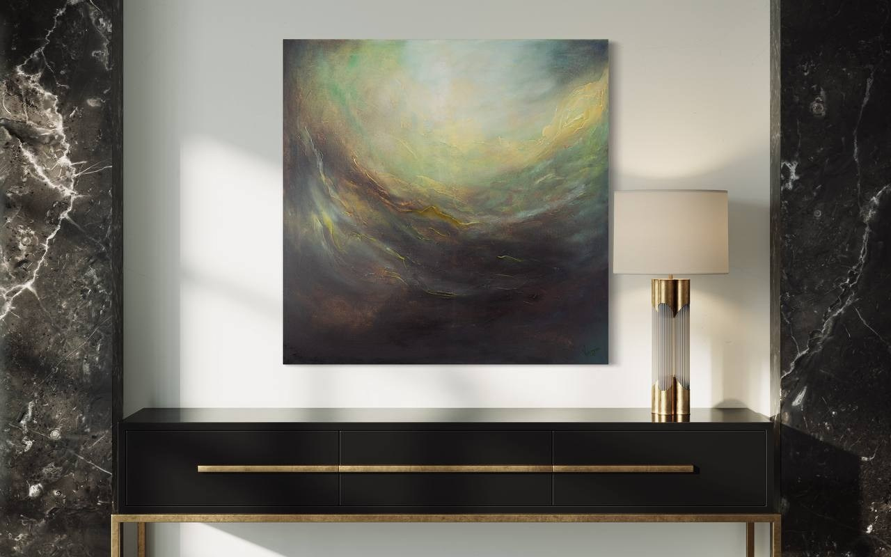 Abstract painting capturing a tranquil and otherworldly scene. Pavel Korshun — Contemporary painter. Original abstract painting