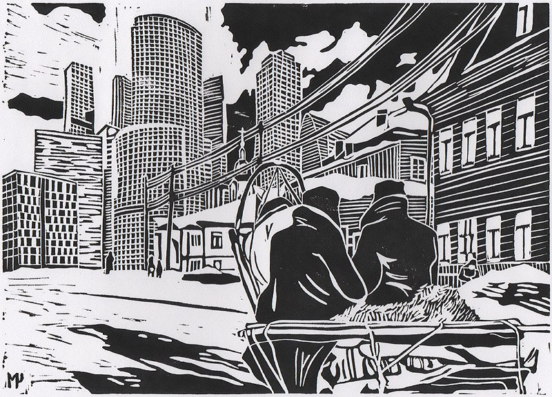 Авторская линогравюра на бумаге Ватман Гознак. 