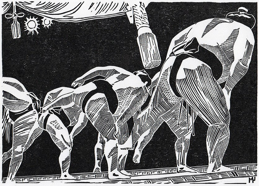 Серия линогравюр Grand Sumo Highlights  по мотивам турниров сумо. Авторская линогравюра, ручная печать на бумаге Ватман Гознак. 大相撲