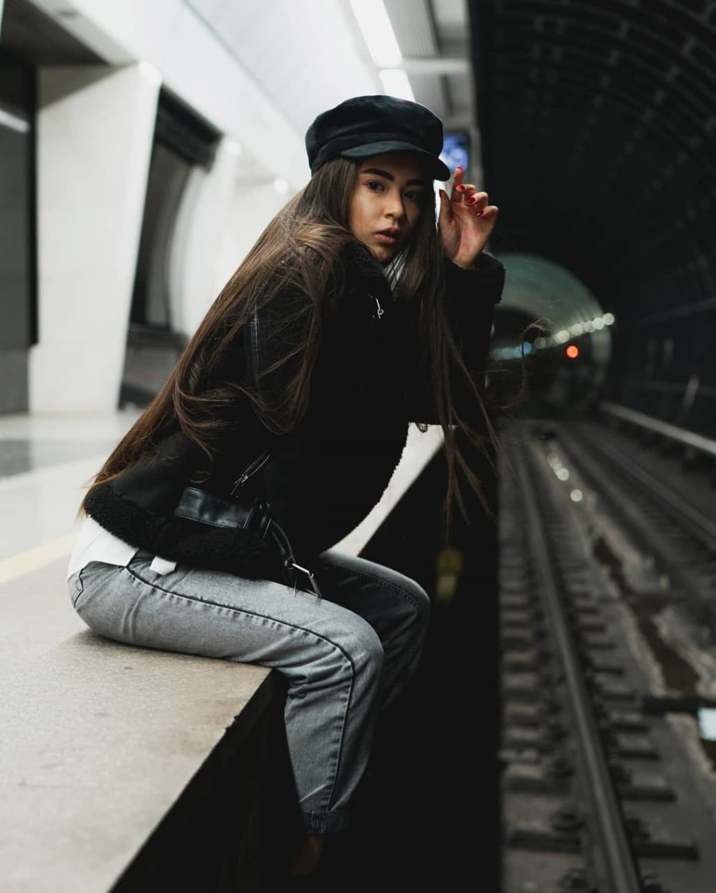 Farida in the subway. New York photographer RINAT SHAHMETOV in New York city