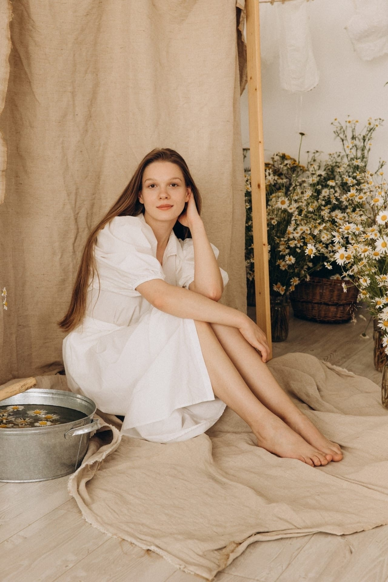 Фотосессия с ромашками в фотостудии Санкт-Петербург. Фотограф в Санкт-Петербурге, Анна Скворцова