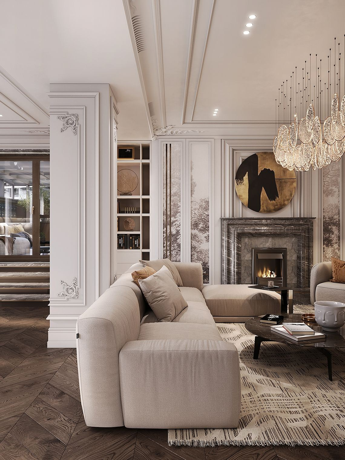 Панорамные окна Turandot Residences открывают вид на МИД, Старый Арбат и Москва-Сити . Наша задача — не перекрыть эту роскошь, а дополнить. Современная классика с лаконичными буазери, светлыми тонами и скрытыми системами хранения. Интерьер, который не спорит с видом, а обрамляет его.