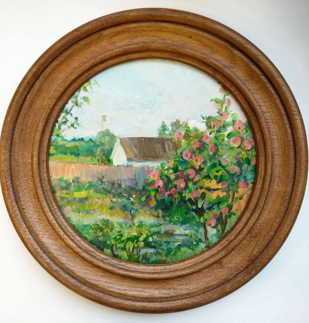 Закат в деревне; холст / масло, 2023