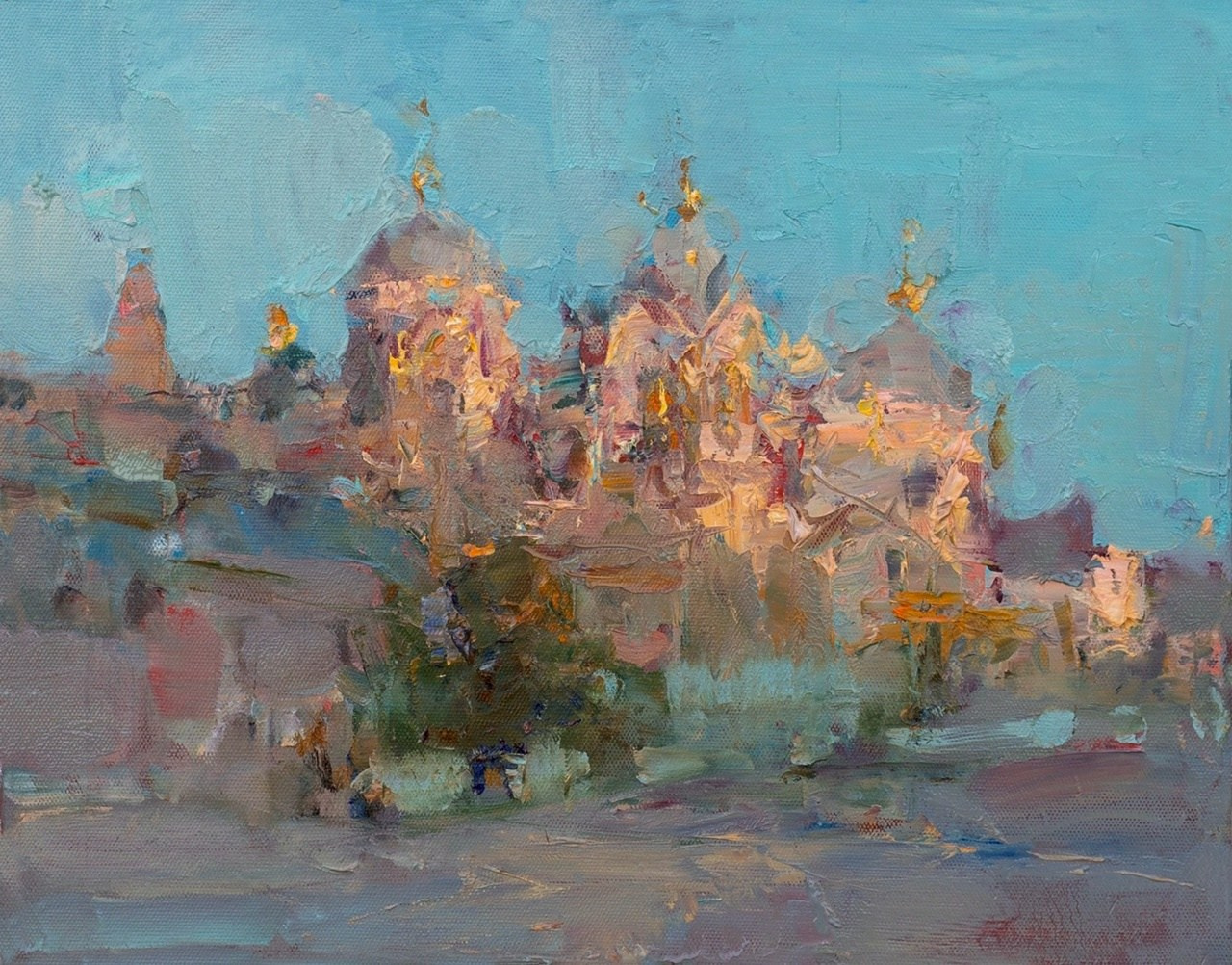 Великокняжеская церковь на закате. Елец. Художник Александр Каверин