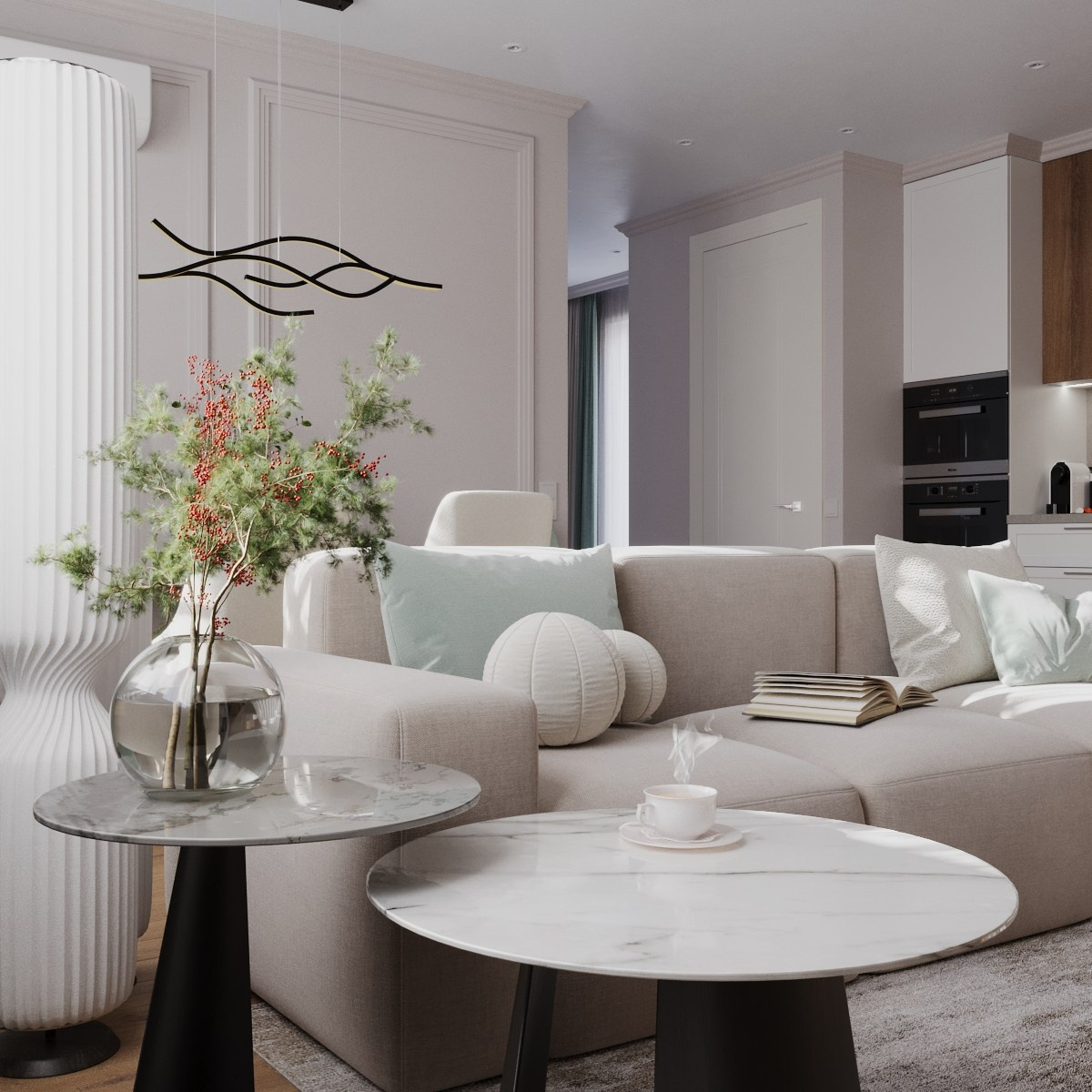 Визуализации кухни-гостиной в частном доме. 3D-визуализация интерьеров и мебели | Larionova.vis — для студий и дизайнеров