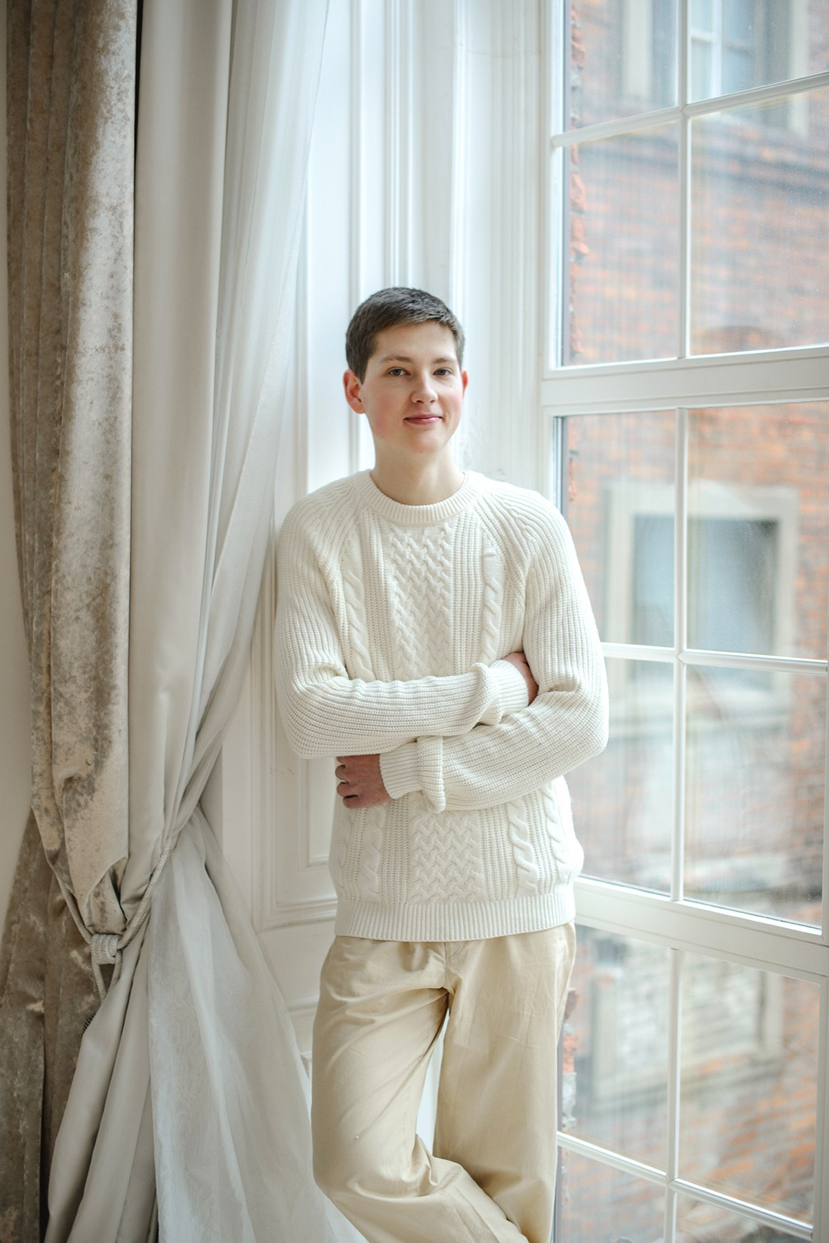 young man teenager , Studio photo shoot at Christmas time