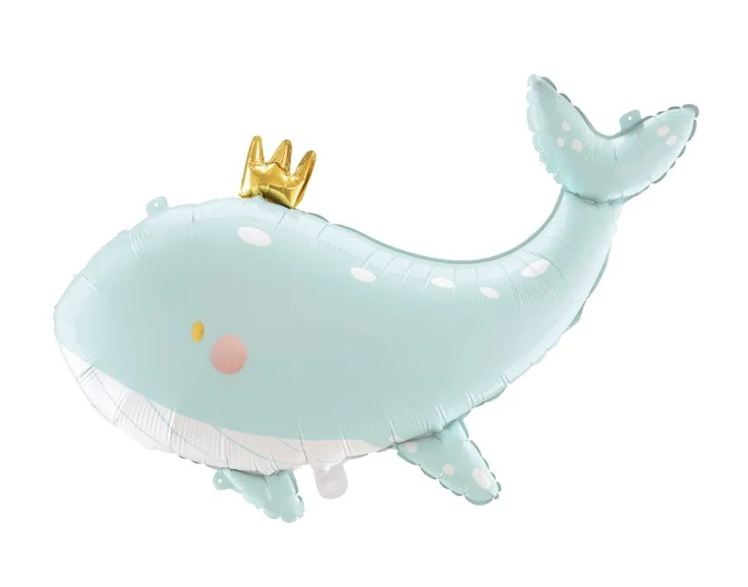 Фольгированный шар  кит с короной, 76 см, 800 рублей