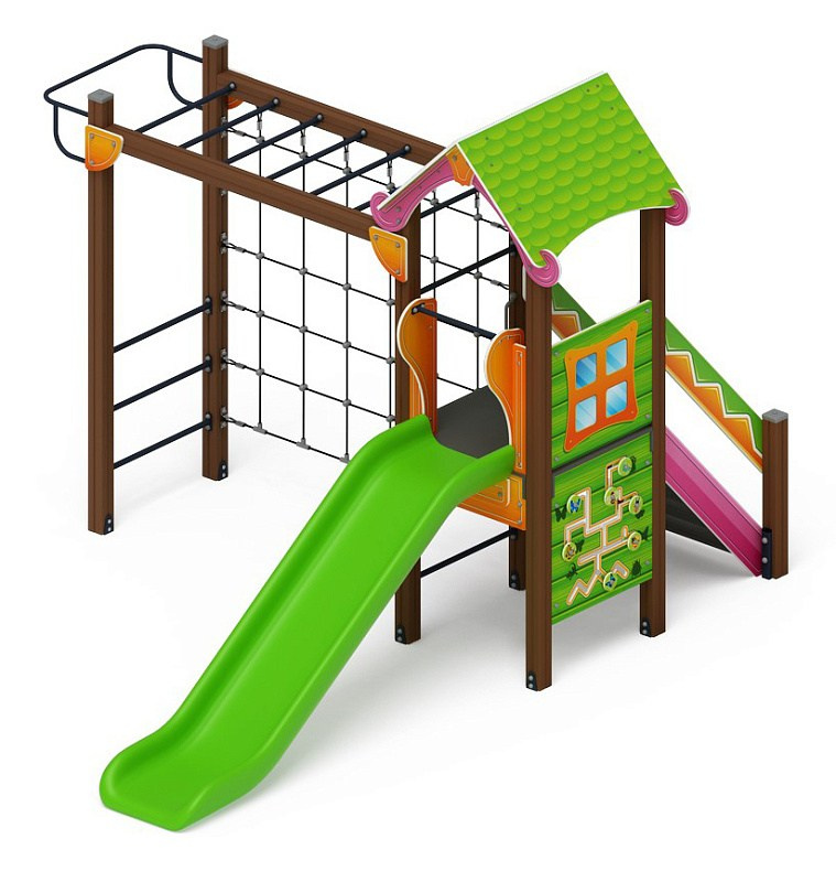 Лукоморье - ДИК 2.25.04-01 - Игровой комплекс H=1200                                                                                                                      Габариты (ШхДхВ): 4560x3650x3000                                                                                                                                                                     Зона безопасности, мм: 8060х6650                                                                                                                                                                        Скат горки: H=1200 (пластиковый скат)